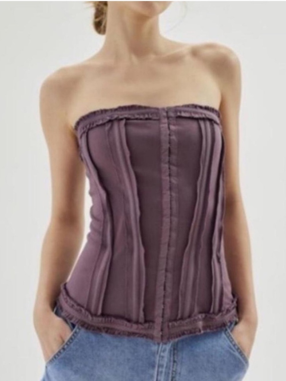 Urban Outfitters Hollie Seamed Strapless Corset Top Sz S